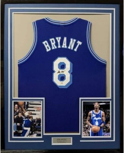 FRAMED Autographed/Signed KOBE BRYANT 33x42 Los Angeles Blue Jersey PSA/DNA COA - Picture 1 of 2