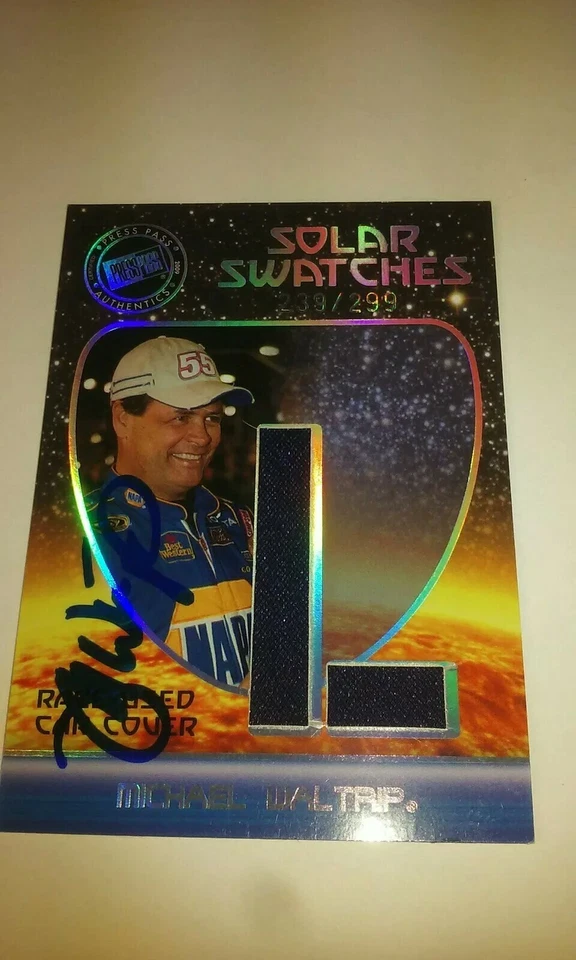 Michael Waltrip Autograph Raced Used Car Cover Solar Swatches 2009 Eclipse Card  - Image 1 of 4