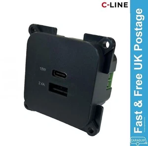 Autocaravana C-Line doble zócalo USB A C 2.1A 18W CBE VW cámpervan barco - Imagen 1 de 5