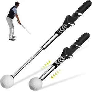 Retractable Golf Swing Aid w/Rhythm Click Sound Golf Grip Trainer Speed Training - Picture 1 of 10