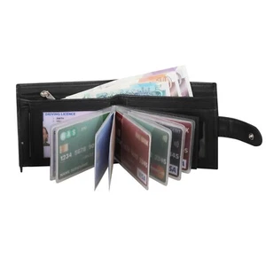MEN'S RFID LUXURY SOFT BLACK REAL LEATHER WALLET CREDIT CARD HOLDER PURSE 64 - Picture 1 of 9