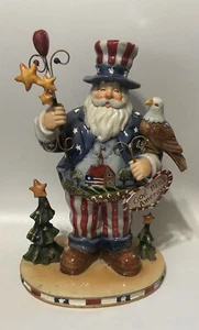 Patriotic Christmas Santa Figure 10" God Bless America Flag Eagle Uncle Sam USA - Picture 1 of 9