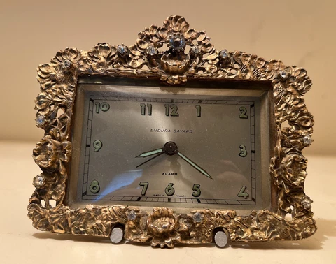 Antique French Endura-Bayard Gold Gilt Ornate Alarm Desk Clock Cover