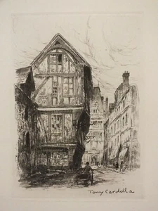 Tony Cardella - Rouen Rue Saint Romain - Eau forte - Imagen 1 de 3