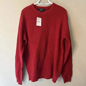 FOREVER 21 Sweatshirt Herren Large rot Strick Baumwolle lang Raglanärmel Rundhals - Bild 1 von 7