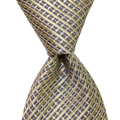 Corbata de diseñador MICHAEL KORS para hombre 100 % seda geométrica amarilla/azul/blanca nueva con etiquetas Foto 1 de 3