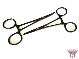 2 Mosquito Hemostat Forceps 5" Black Finish, surgical vet instrument (Str & Cvd) - Picture 1 of 4