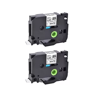 2x Compatible Brother HSe-241 Cartouche 17.7mm gaine thermorétractable blanc - Photo 1/4