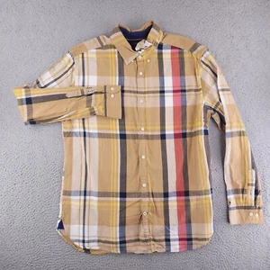 Tommy Hilfiger Shirt mens XL Slim Fit Berry Style Plaid Button Long Sleeve Bur - Picture 1 of 12