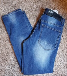 True Luck Mens Slim Medium Stone Blue Jeans Denim Size 30x30 NWT NEW - Picture 1 of 11