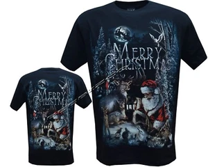 Mens Women Unisex Cute Santa Christmas Xmas Reindeer / Elf Puppy Dogs T-Shirts - Picture 1 of 3