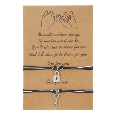 Juego de 2 piezas de cerradura y llave encanto cuerda amor pareja pulsera regalo para bestia Foto 1 de 4