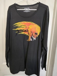 Camicia XXXL Metallica Teschio Fiammeggiante Manica Lunga Torrida Nuova - Foto 1 di 7