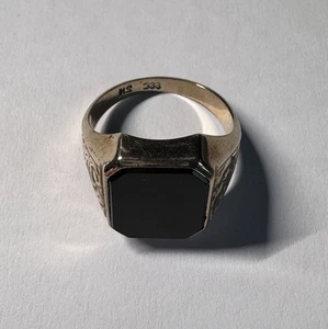 Klassischer Herrenring Schwarzer Onyx 333 8k Gold Siegelring 5,65 Gramm Gr. 59 - Bild 1 von 8
