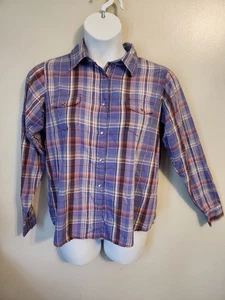 Womens Wrangler Wrancher Purple Pink Plaid Pearl Snaps Western Shirt Top XL - Picture 1 of 7