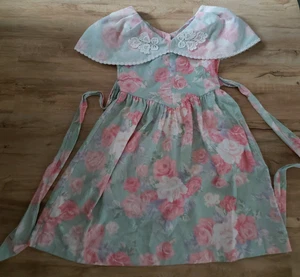 vintage Sarah Too by Sarah Kent pink green floral dress size 7 - Picture 1 of 7