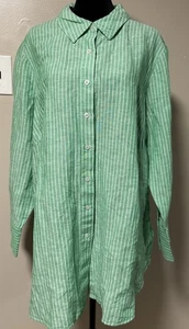Talbots Green Striped Button up Shirt Linen Cotton Blend Women’s NWT Size 2X - Picture 1 of 13