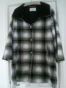 windsmoor Alpaca  wool  mix coat  black white grey check size 16 - Picture 1 of 7