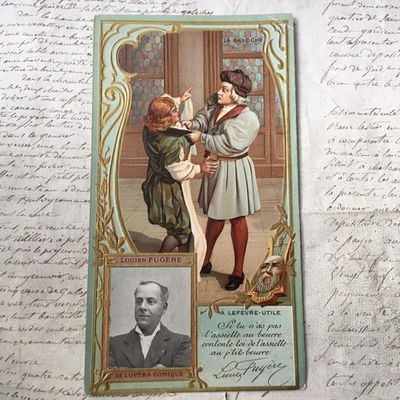 Chromo LU Embossed LEFEVRE USEFUL LUCIEN FUGERE Singer Opera Art Nouveau 1900 - Image 1 of 4