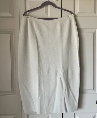 Eileen Fisher | Falda lápiz clásica de punto gris claro. Algodón orgánico de seda. XL\TG Foto 1 de 4