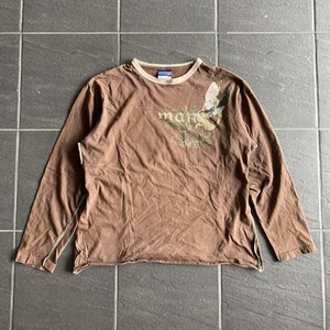 Camisa De Colección Mango Desde 1982 Marrón Manga Larga Y2K Gráfico Top Talla M Unisex - Imagen 1 de 12