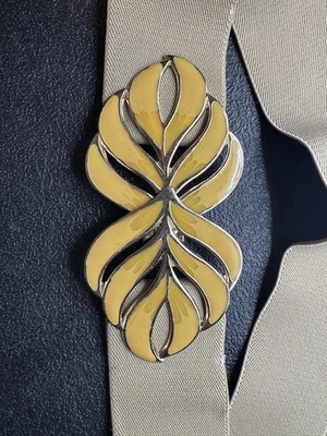 Cinturón floral esmaltado elástico para mujer años 70 80 beige/amarillo vintage ajustable Foto 1 de 4