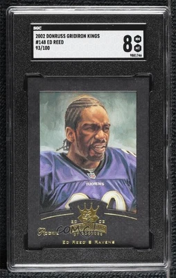 2002 Donruss Gridiron Kings Gold /100 Ed Reed #148 SGC 8 Rookie RC HOF - Image 1 of 2