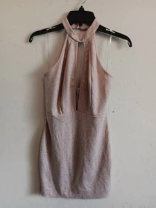 Charlotte Russe Dress, Women’s Size M, pink Sparkle, Halter Top, Mini, EUC - Picture 1 of 5
