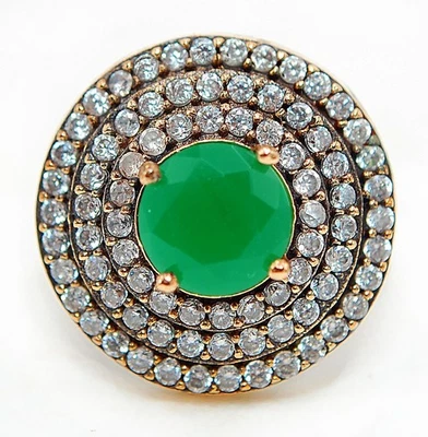 Ottoman Empire Style 7CT Treated Emerald 925 Sterling Silver Ring Sz 8.5 TT1 - Image 1 of 3