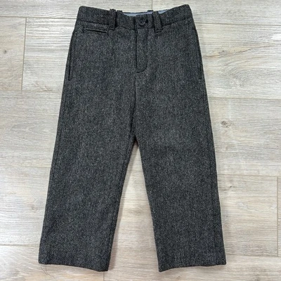Pantalones de vestir J Crewcuts juveniles talla 4 lana espiga negros y grises Foto 1 de 4