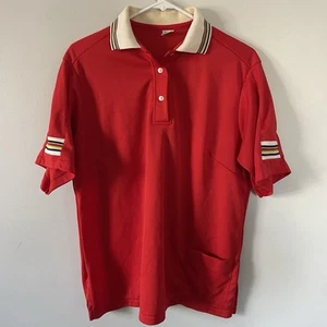 Vintage Hilton Bowling Shirt Red Polo Collar Button Men’s size 40 USA 70s 80s - Picture 1 of 7