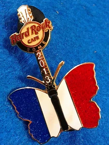 ROME ITALY 2013 BUTTERFLY *FRANCE* COUNTRY FLAG GUITAR SERIES Hard Rock Cafe PIN - Picture 1 of 1