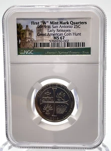 2019 W San Antonio 25c First W Mint Mark Quarter early releases ms 67 super rare - Picture 1 of 4