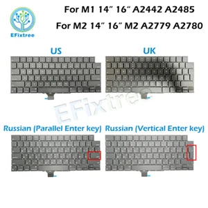 M1 M2 Laptop A2442 A2485 A2779 A2780 Keyboard For Macbook Pro 14" 16" 2021 2023 - Picture 1 of 13