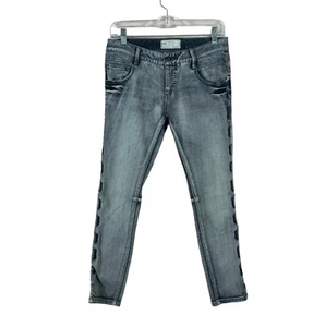 Free People Skinny-Jeans Damen Größe 26 seitlich zum Schnüren grau Denim - Bild 1 von 4