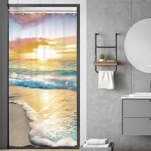 Riyidecor Stall Small Half Shower Curtain Beach Summer 36x72 Inch RV Mini Single - Picture 1 of 8