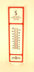 Vintage 1997 Solon State Bank Plastic Advertising Thermometer Sign Solon, Iowa - Picture 1 of 5