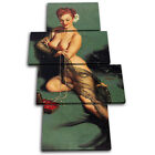 Vintage Girl Retro Pin-ups Nude MULTI CANVAS WALL ART Picture Print VA
