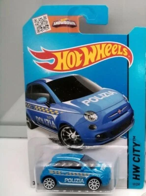 Hot Wheels Mainline - HW City / New Fiat 500 - Blue - Polizia - Model Car x1  - Image 1 of 4