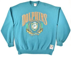 Vintage 1990s NUTMEG NFL Miami Dolphins Pullover Sweater Turquoise  Size Mens XL - Picture 1 of 20