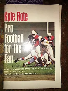 PRO FOOTBALL FOR THE FAN - KYLE ROTE NFL PAPERBACK FIRST EDITION SIGNED JSA COA - Picture 1 of 4
