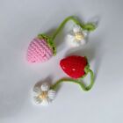 Strawberry Knitted Bookmark Pink Red Strawberry Keychain  Handbag