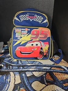 Kid's Cars Lightening McQueen Small Backpack Navy 2 Compartments Mesh Pouch - Picture 1 of 7