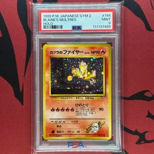 PSA 9 Blaine's Moltres Holo Pokemon Card Japanese Vintage Old Back Mint 1999 JPN - Picture 1 of 10