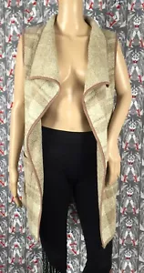 Neu mit Etikett Yairo Damen Wollmischung Decke Pullover Weste taupe kariert Größe Small - Bild 1 von 6