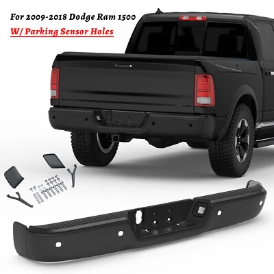 Black Rear Step Bumper For 09-18 Dodge Ram 1500 10-12 2500 3500 W/ Sensor Hole Foto 1 de 4