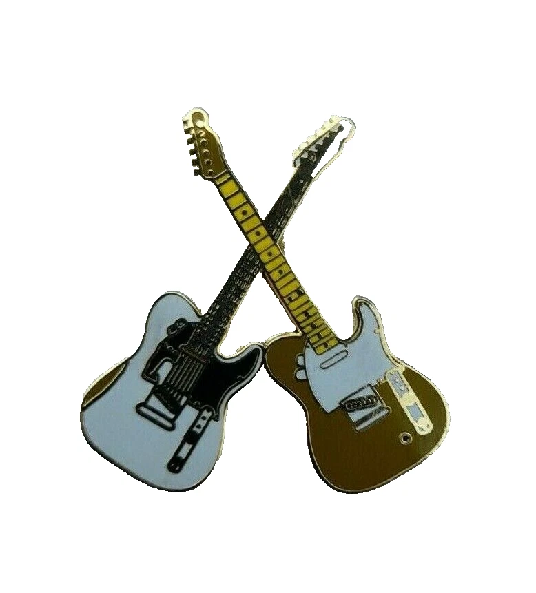 UK GUITAR BADGE / PIN - FRANCIS ROSSI & RICK PARFITT (STATUS QUO) #4 - Image 1 of 1