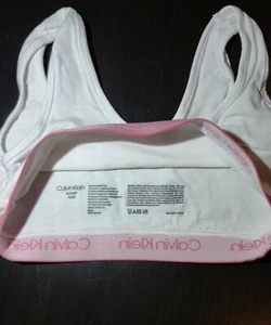 Calvin Klein Cotton Bralette Girls Small 6/6X White/Pink Modern  - Picture 1 of 3