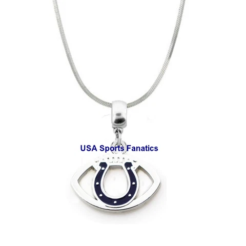 NFL Indianapolis Colts Football Logo Pendant Necklace On A 925 Snake Chain Cover
