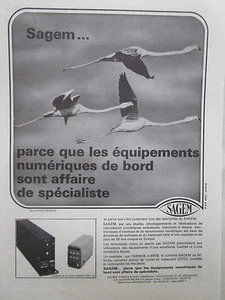 12/1973 PUB SAGEM FLAMAND ROSE PINK FLAMINGO AIRBUS A300B SYSTEME DE N SNL 10 AD - Imagen 1 de 1